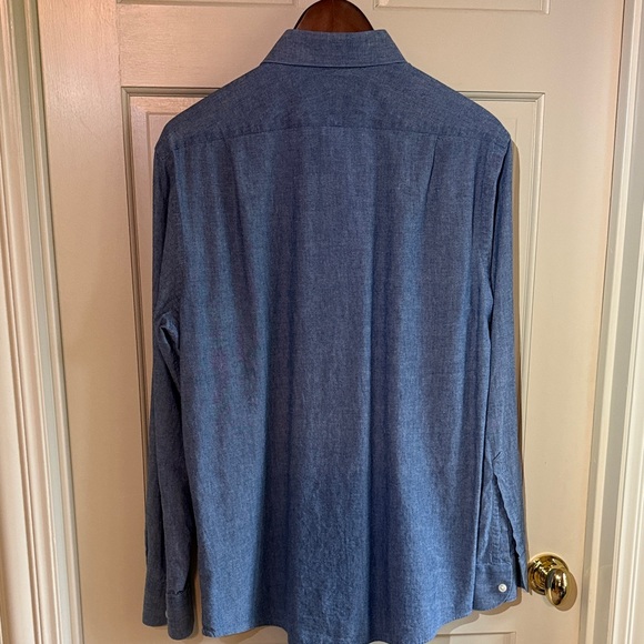 Men's Charles Tyrwhitt Blue Chambray Button-Up Shirt — Sz 15-1/2 34, Slim Fit - Picture 3 of 5